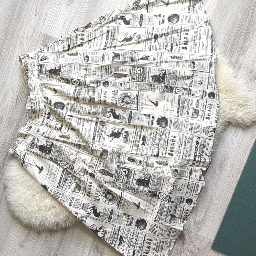 Modcloth Retrolicious Witch Newspaper Skirt